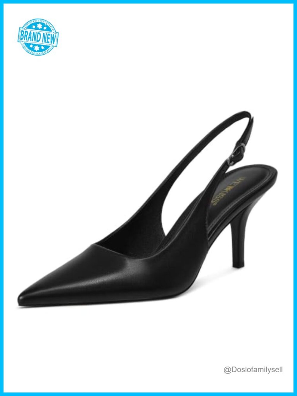 Women's Slingback Pumps Mid Heel Closed Pointed Toe Comfortable Office Heels